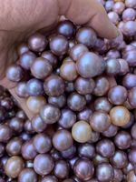 Nouvelles perles de culture d'eau douce naturelles de qualité AAAA, rondes, de 10-11 mm, de couleur violet foncé, pour la vente en gros avec faible MOQ