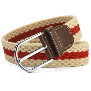 Cinturón trenzado personalizado multicolor para hombre, tejido informal de tela trenzada, proveedor de china
