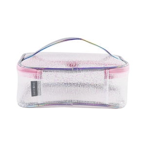 custom Holographic PU Cosmetic Case With Alligator Pattern Zipper Closure Soft Handle Medium Size Lovely Style <b>Makeup</b> <b>Storage</b> - Product Image 5