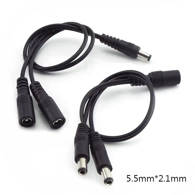 5.5Mm * 2.1Mm 1 Vrouwelijke Naar 2 Mannelijke Manier Connector Dc Plug Power Splitter Kabel Voor Cctv Led Strip Licht Voeding Adapter