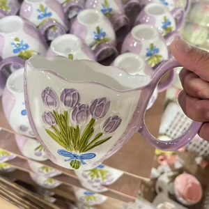 Sunflower Pattern 550ml Underglaze European Style <b>Ceramic</b> <b>Mug</b> & Yogurt Bowl with Spoon Dishwasher & Microwave Safe for Presents - Product Image 5