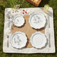 Service de vaisselle en céramique de luxe avec bordure argentée, 4 pièces, pour mariage, banquet, hôtel, restaurant, assiette ronde pour dîner, salade, dessert