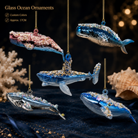 Weihnachts-Glasornament Ozean-Serie Unterwasser Großer Fisch Hai Wal Dugong Glasanhänger Zum Aufhängen Weihnachtsbaum-Dekoration