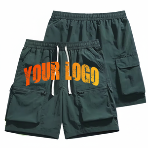 กางเกงขาสั้นคาร์โก้ผู้ชายแบบมีกระเป๋าหลายช่องใส่ฤดูร้อนกางเกงครึ่งตัวทำจากไนลอนโพลีเอสเตอร์แบรนด์ลำลองสไตล์ที่กำหนดเองโลโก้ได้ - Product Image 1