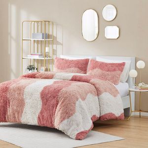 DB Ombre Shaggy fausse fourrure couette ensemble Super King/Super King tissé Floral/dessin animé coton solide pour la maison mariage hôpital hôtel - Product Image 1