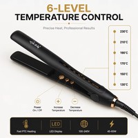 Lisseur de cheveux électrique professionnel de haute qualité à LED en titane, chauffage rapide PTC, protection contre l'arrêt automatique, multifonction