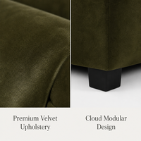 Canapé modulaire en velours vert olive moderne en forme de L avec ottoman, housse lavable, pour salon, hôtel, salle de séjour, vente en gros, usage commercial
