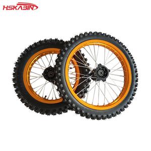 Roues de motocross, jantes en aluminium avant 17 pouces et arrière 14 pouces, pneus noirs, roues à moyeu. - Product Image 1