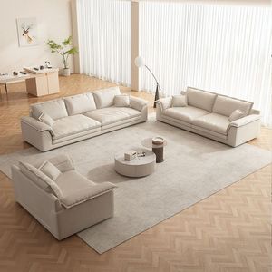 Italian Minimalist Tech Fabric <b>Sofa</b> Three Seater Light Luxury Modern Simple Straight Line Design <b>For</b> Small Apartments - Product Image 3