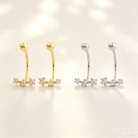 Nouvelles boucles d'oreilles à clous en argent S925, design géométrique, zircon, forme C, boucles d'oreilles à visser, accessoires