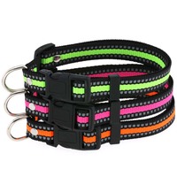 Collier de luxe en nylon réfléchissant pour petits chiens, personnalisable, pour usage extérieur, avec clip de sécurité réglable, confortable, toutes saisons