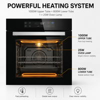 Four combiné à convection électrique 66L 2800W en acier inoxydable avec commande tactile, encastrable, pour cuisine domestique multifonction