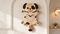 Jam Dinding Pendulum Bentuk Anjing Lucu dari Kayu Beech untuk Dekorasi Kamar Anak