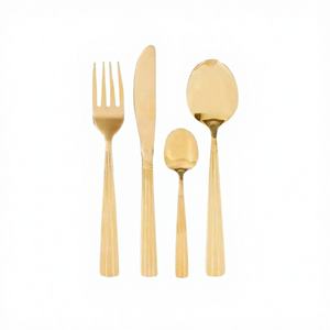 Elegante Juego de Cubiertos de Acero Inoxidable con Acabado Dorado y Pulido Espejo para el Hogar, Hoteles, Restaurantes y Fiestas - Product Image 1