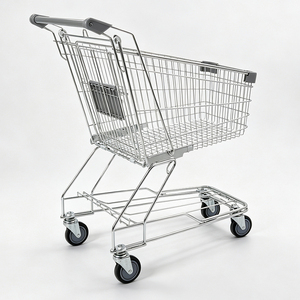 Carrito de Compras Estilo Asiático, Carrito de Supermercado de Acero, Resistente, con 4 Ruedas, Cesta de Compras para Tiendas Minoristas y Centros Comerciales - Product Image 4