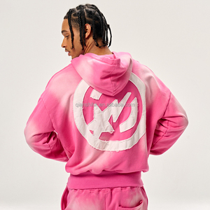 Distressed Sweatsuits Unisex Embroidery Oversized Zip up Tracksuit for Men Custom Acid Wash Baggy Sweatpants and Hoodie Set - Product Image 5