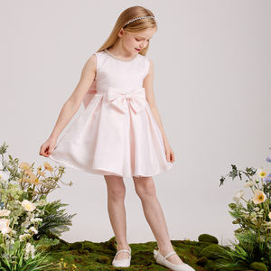 Vestido de satén rosa hasta la rodilla para niñas de Yalindars Junior Kids Clothing, vestido de fiesta de boda para niña de 12 años, combina con abrigo. - Product Image 4