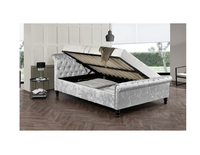 Lit de luxe plateforme double king size rembourrée en velours écrasé avec tête de lit LED