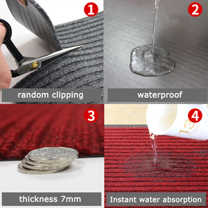 Tapis <span class=keywords><strong>de</strong></span> <span class=keywords><strong>porte</strong></span> antidérapant rouge à double nervure avec dos en PVC, absorbant l'eau, pour l'entrée <span class=keywords><strong>de</strong></span> la maison - Product Image 5