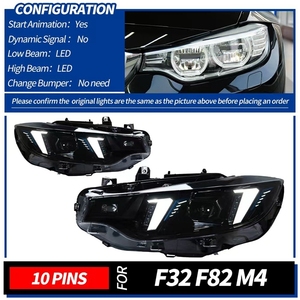 Faro Anteriore per <span class=keywords><strong>BMW</strong></span> Serie 4 F32 F36 F82 2013-2020, Gruppo Ottico LED Stile Fang, Proiettore Bicolore con Lente - Product Image 1