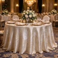 Nappe ronde jacquard haut de gamme à motif feuille de palmier scintillante, nappe de luxe pour hôtel, banquet, mariage, décoration de fête, vente en gros