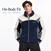 Vestes d'hiver zippées à col montant en polaire color block pour hommes, style streetwear, personnalisables, respirantes, brodées, ODM OEM, de marque premium