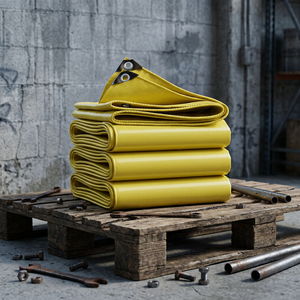 Bâches industrielles renforcées jaunes en PVC tissé, imperméables et robustes, pour tentes et couvertures de camions - Product Image 1