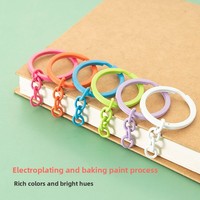 30mm Kleurrijke Emaille Gecoate Zinklegering Sleutelring, Platte Splitsring met 4-delige Ketting voor DIY Sleutelhanger Maken