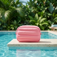 Grande trousse à cosmétiques souple et imperméable en néoprène avec fermeture éclair, pochette de voyage portable pour maquillage, étui organisateur pour femmes et filles