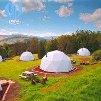 Dôme géodésique en PVC de 4 m de diamètre, tente de glamping avec utilisation quatre saisons, une chambre et un salon