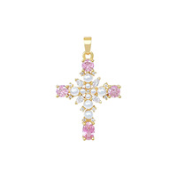 Pendentif DIY fait main mignon en forme de croix micro-incrusté de zircon en cuivre