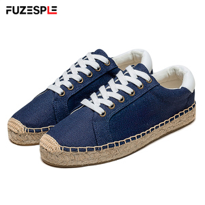 Zapatos de Lona Azul Marino Casuales de Moda para Mujer, Alpargatas con Cordones, <span class=keywords><strong>Zapatillas</strong></span> Antideslizantes para Mujer, Plataforma de Yute, Calzado Cómodo - Product Image 1