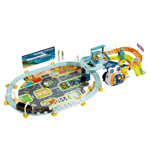 Hot Selling Double Rail Train Car Track Adventure Toys for Kids Educational DIY City <strong>Parking</strong> Lot Track <strong>Game</strong> with Light Music - Product Image 1