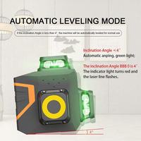 Niveau laser auto-nivelant 3x360° à ligne verte, batterie rechargeable, outil de nivellement laser 3D pour la pose d'images, la pose de carreaux et la rénovation de la maison