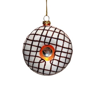 Versandfertige Hochwertige Glas-Donut Mehrfarbig 4-Farbig Bedruckte Weihnachts-Hängeornamente Feiertagsdekoration Geschenk - Product Image 6