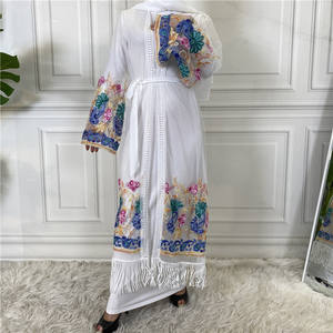 Cárdigan largo de poliéster con estampado para mujer, ropa musulmana islámica Abaya, bonito diseño - Product Image 5