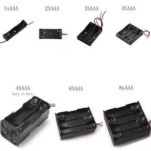 Plastic AAA Size Battery Holder Case Box 1 2 3 4 5 6 8 Slot With Wire Leads No Cover Switch