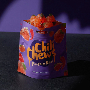 Impresión personalizada de plástico laminado sello cremallera Mylar <span class=keywords><strong>chamoy</strong></span> gomitas enchiladas caramelo stamd up bolsa con ventana transparente y agujero - Product Image 4