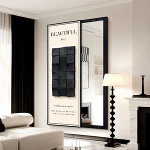 <span class=keywords><strong>Specchio</strong></span> <span class=keywords><strong>a</strong></span> Figura Intera Scorrevole Nascosto, Decorazione Murale <span class=keywords><strong>per</strong></span> <span class=keywords><strong>Ingresso</strong></span> 2025, Stile Instagram con Intaglio 3D in Legno Naturale - Product Image 1