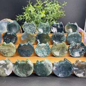 Tazón para Gatos de Ágata Musgosa de Alta Calidad al por Mayor, Estilo Bohemio, Tendencia de Moda para Decoración del Hogar, Regalos Originales, Piedra - Product Image 2