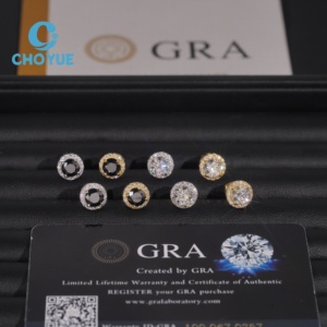Halo Round Shape <b>Earrings</b> Moissanite 925 Silver 8.6mm Moissanite Stud <b>Earrings</b> Screw <b>Back</b> Pass Diamond Tester - Product Image 4