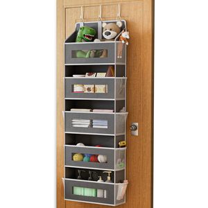 Organisateur à suspendre sur la porte à 5 niveaux, 33x15x85cm, avec 10 poches en filet et fenêtres transparentes pour le rangement derrière les portes - Product Image 1