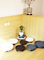 Plateau à plantes rond en plastique personnalisable avec roulettes, grande capacité, chariot mobile pour pot de fleurs, idéal pour jardinières en ciment et jardins domestiques