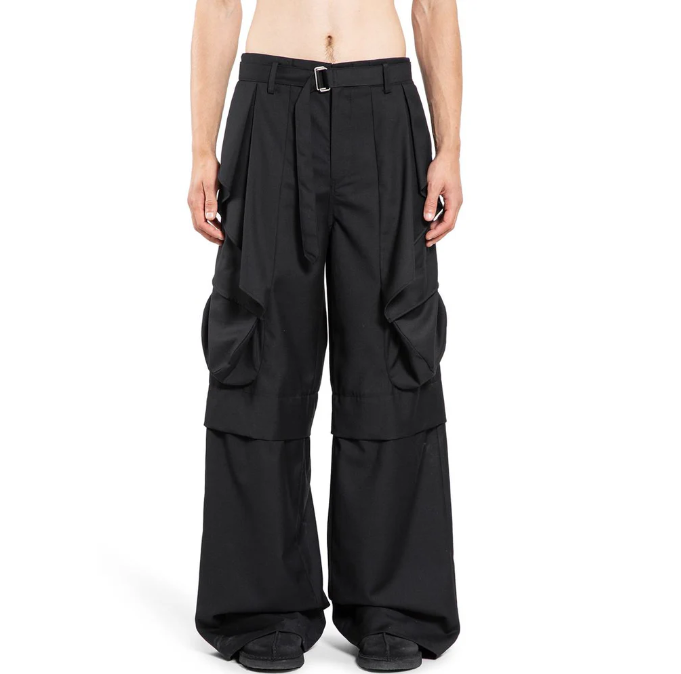 Custom Logo Street Style Men's Waterproof Nylon Tailored Stacked Flare Multiple Functional Pocket Cargo Pants