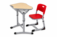 Bureau d'école au design moderne avec plateau solide, hauteur réglable et 1 tiroir, structure en acier au carbone, plateau en bois