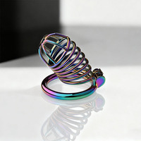 Cage de chasteté en métal colorée, étanche, de haute qualité, dispositif de retenue pour le pénis d'un homme, robuste et durable