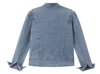 Neuer chinesischer Stil bestickte Stretch Denim Jacken kundenspezifische Knopf Damen Kurze Jackette Oberteil locker