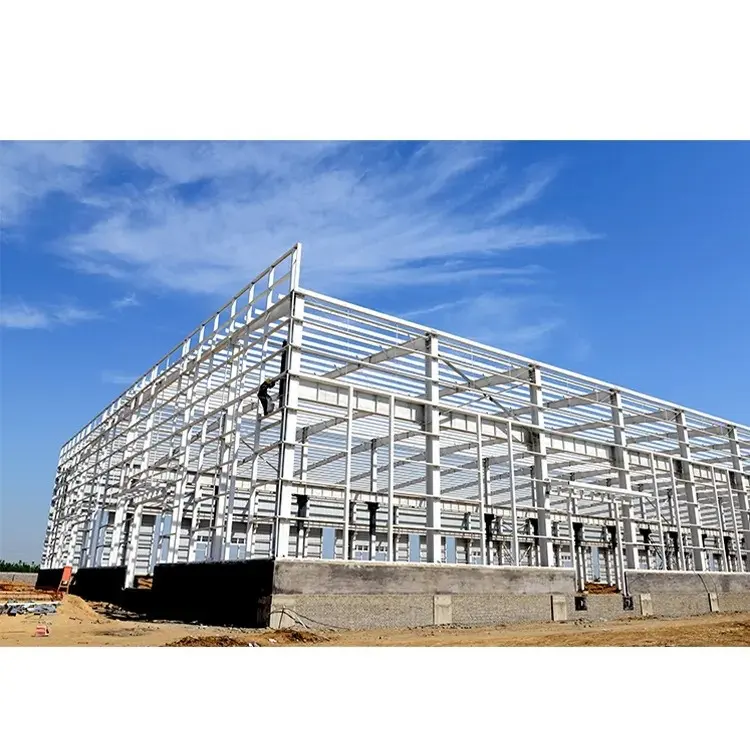 Fábrica prefabricada 100m x 50m todos los componentes incluidos techo de calamina galvanizado Estructura de acero prefabricada almacén Taller