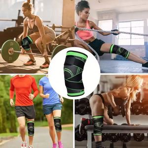 Genouillères de sport à compression réglable en nylon tricoté 3D avec ceinture de maintien - Product Image 4