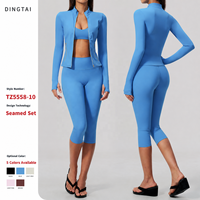 Ensemble de yoga 3 pièces Dingtai pour femme : veste zippée, soutien-gorge de sport, leggings taille haute sculptants, tenue de fitness athleisure